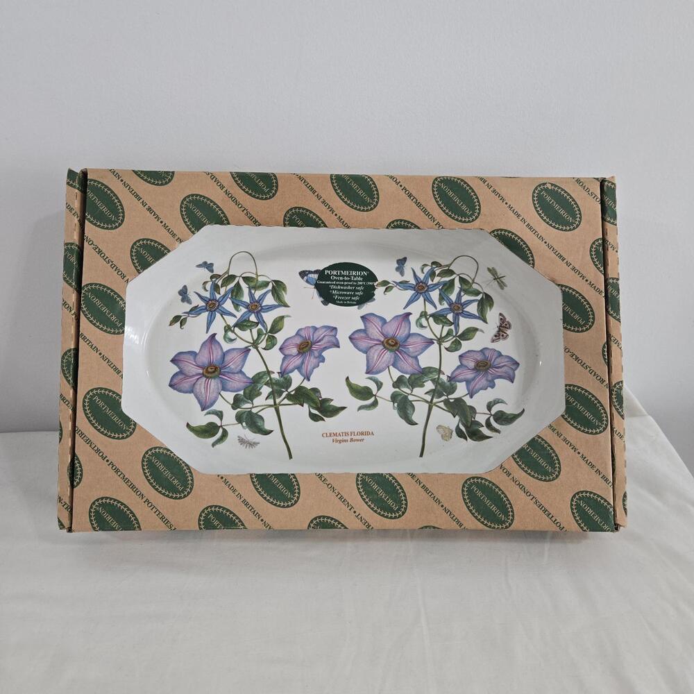 Portmeirion Botanic Garden Oval Baking Dish Clematis Florida Oven to Table New